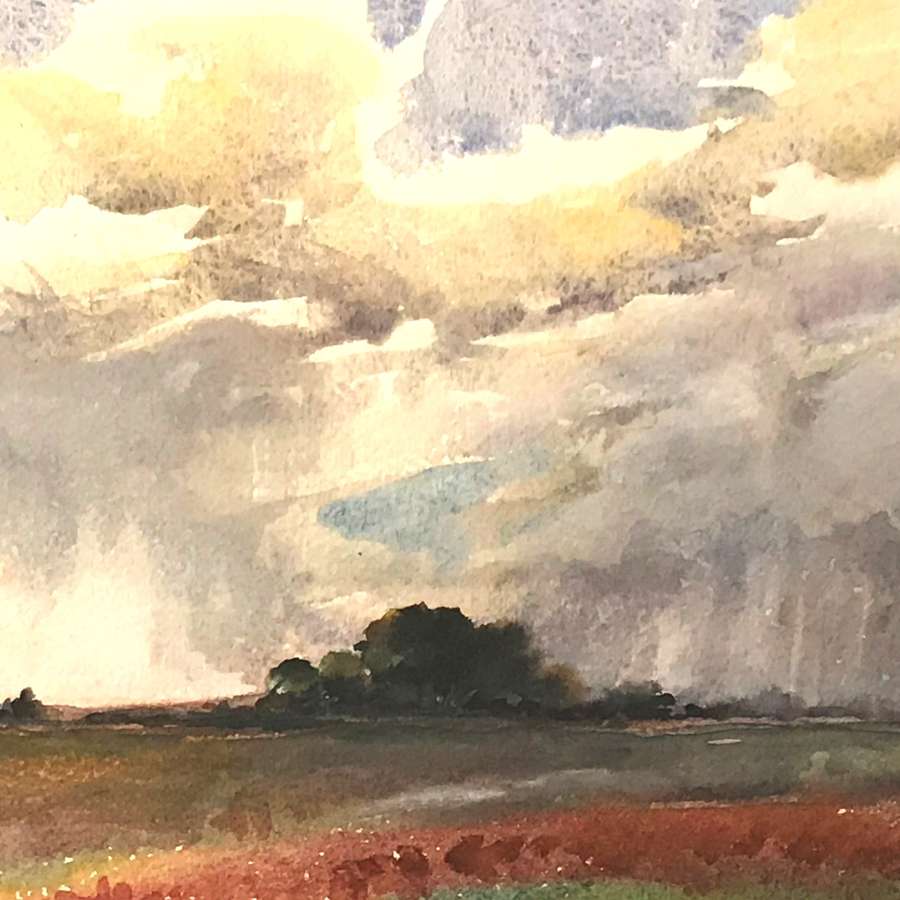 Rain on it's way in North Norfolk. Watercolour.